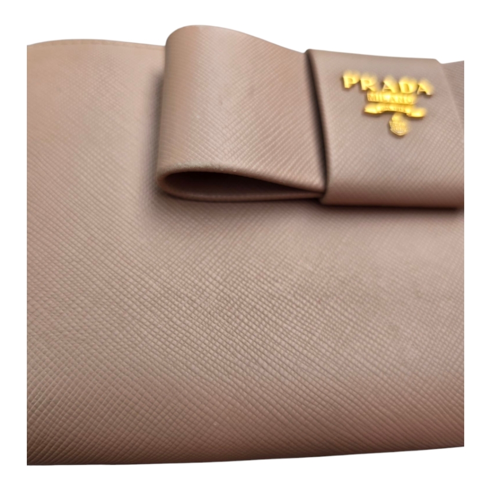 🛑🛑 SOLD 🛑🛑Prada Saffiano Fiocco Zip Continental Wallet In Cammeo***EUC*** - Picture 4 of 10